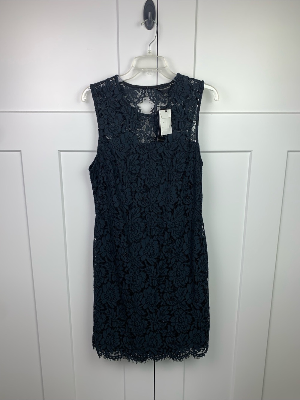 Banana Republic Lace Sheath Dress Navy Sleeveless 10 Cocktail Wedding - Picture 4 of 9
